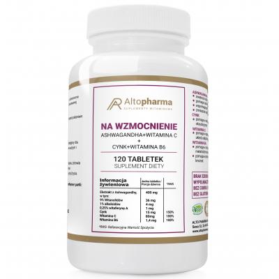 NA WZMOCNIENIE Ashwagandha + Cynk + Witamina C+ Witamina B6 120 tabletek