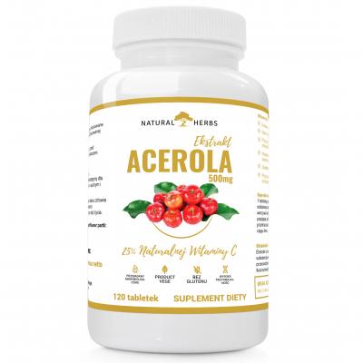 EKSTRAKT ACEROLA 500mg Naturalna Witamina C PRODUKT WEGE 120 tabletek 