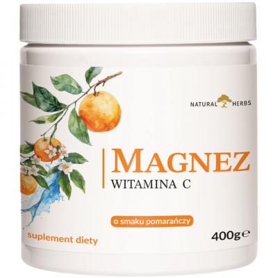 NATURALNY MAGNEZ w proszku Pomarańczowy WITAMINA C stres zmęczenie cytrynian 400g