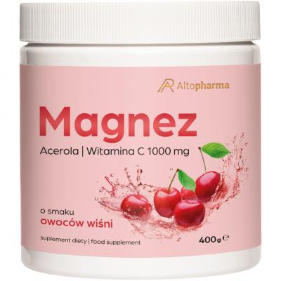 MAGNEZ w proszku Wiśniowy WITAMINA C stres zmęczenie cytrynian 400g