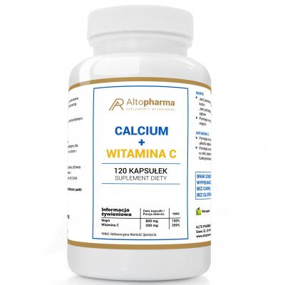 CALCIUM 800mg WITAMINA C 200mg WAPŃ MOCNE KOŚCI PRODUKT WEGE 120 kapsułek