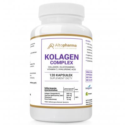 KOLAGEN COMPLEX - Kolagen (Seagarden®),Siarczan glukozaminy 2KCI, Witamina C, Kwas hialuronowy 120 kapsułek